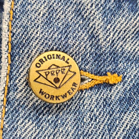 Vintage Pepe Jean Jackent Mens Medium Blue 80s Trucker Style Denim Stone Wash - Picture 10 of 16